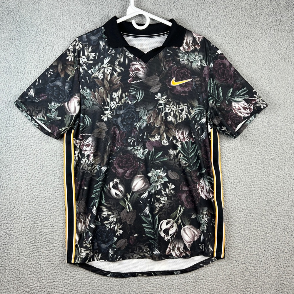 Nike Court Floral Slam Tennis Polo Shirt Mens Large AO0284-010 French Open 2019